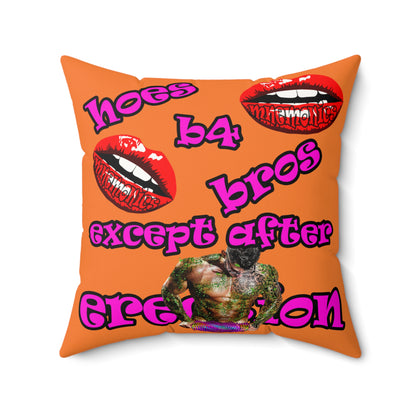 hoes b4 bros - Faux Suede Square Pillow - (crusta)