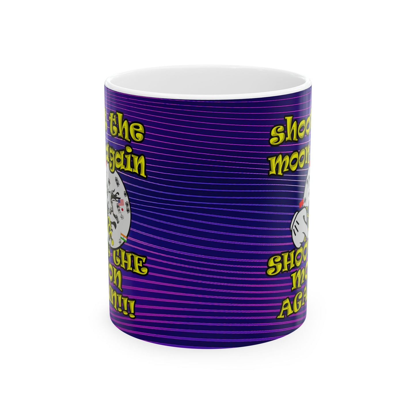 shoot the moon again - White Mug (purple wave)