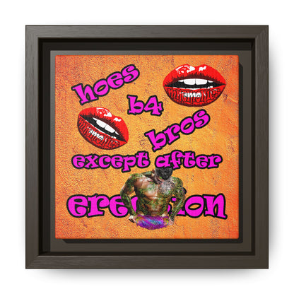 hoes b4 bros - framed canvas art (burnt orange)