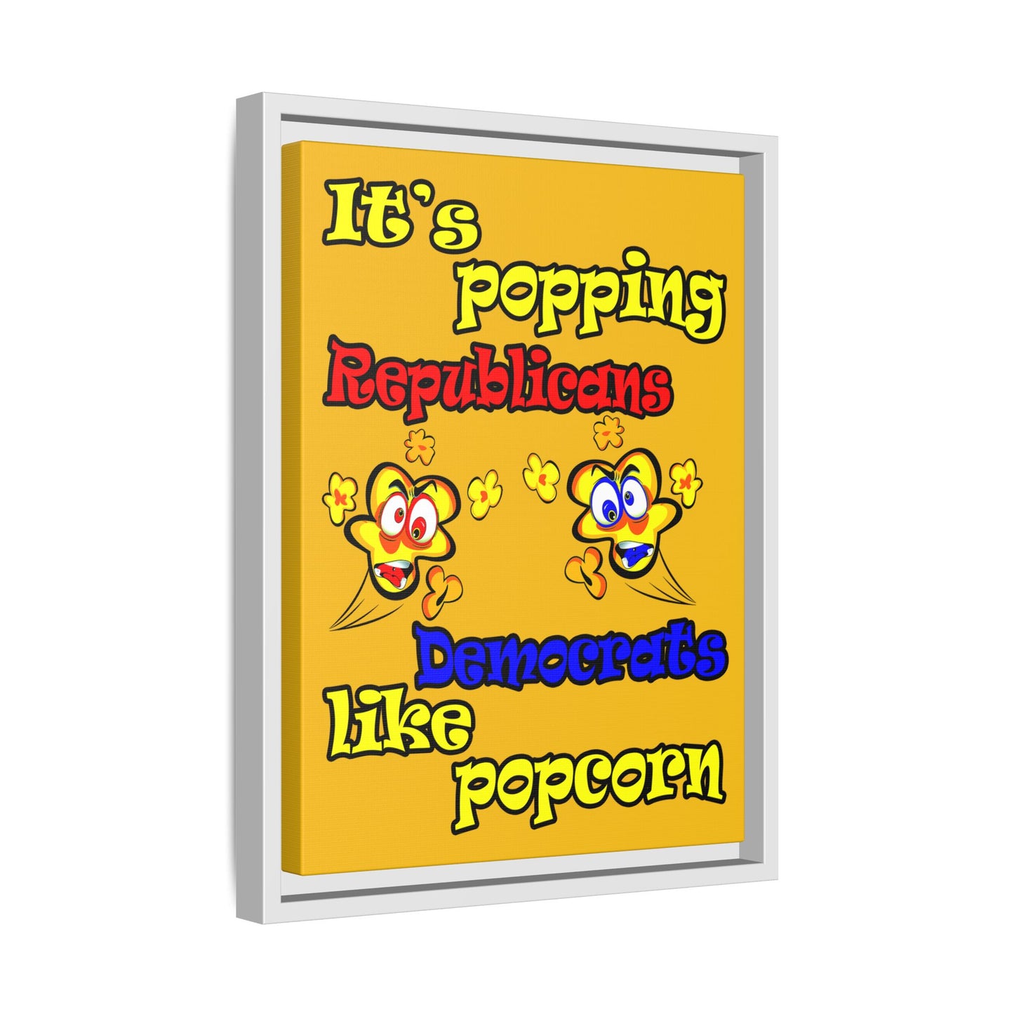 popping like popcorn - framed canvas art (yellow)