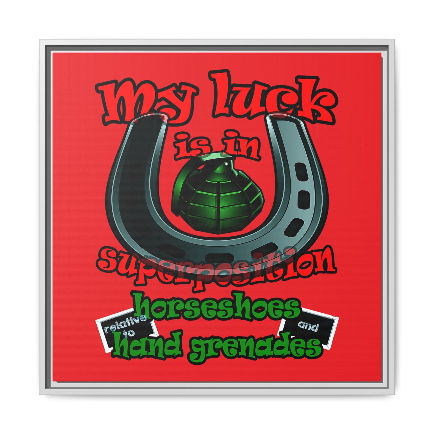 my luck - framed canvas art (red)