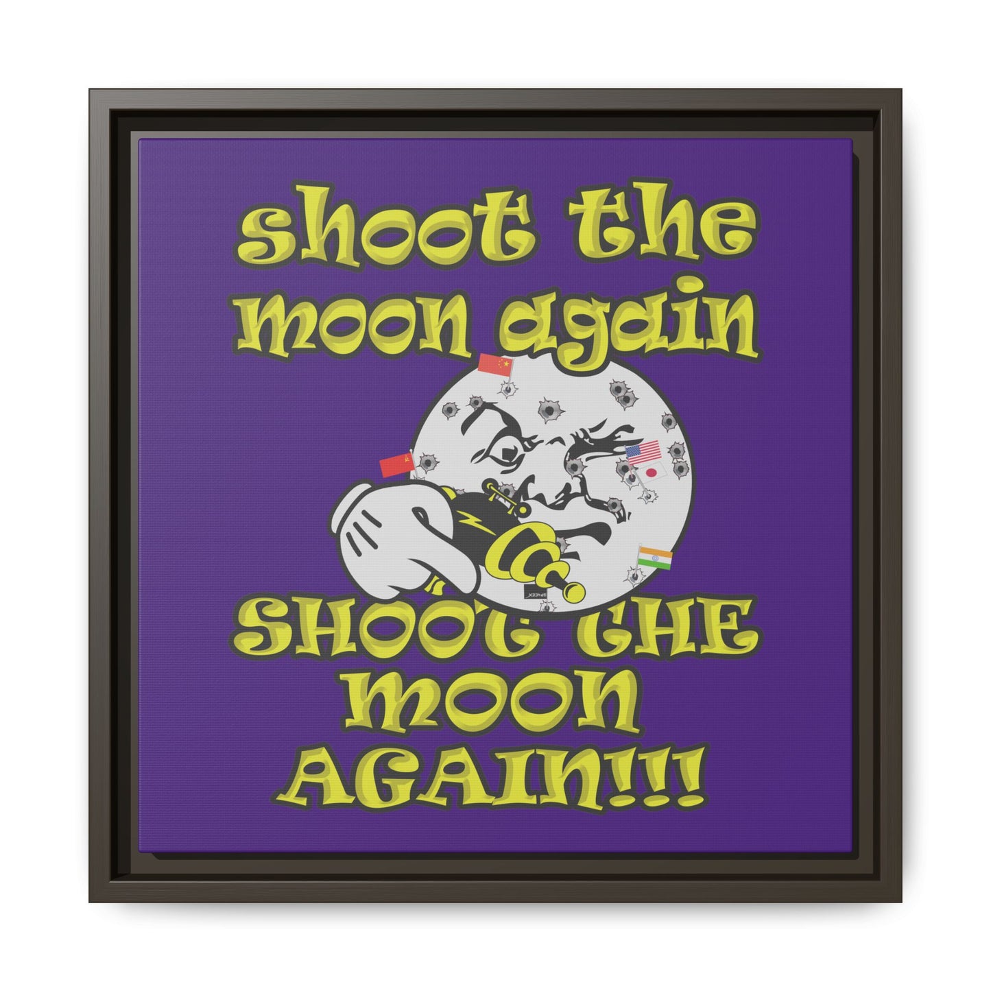 shoot the moon again - framed canvas art (purple)