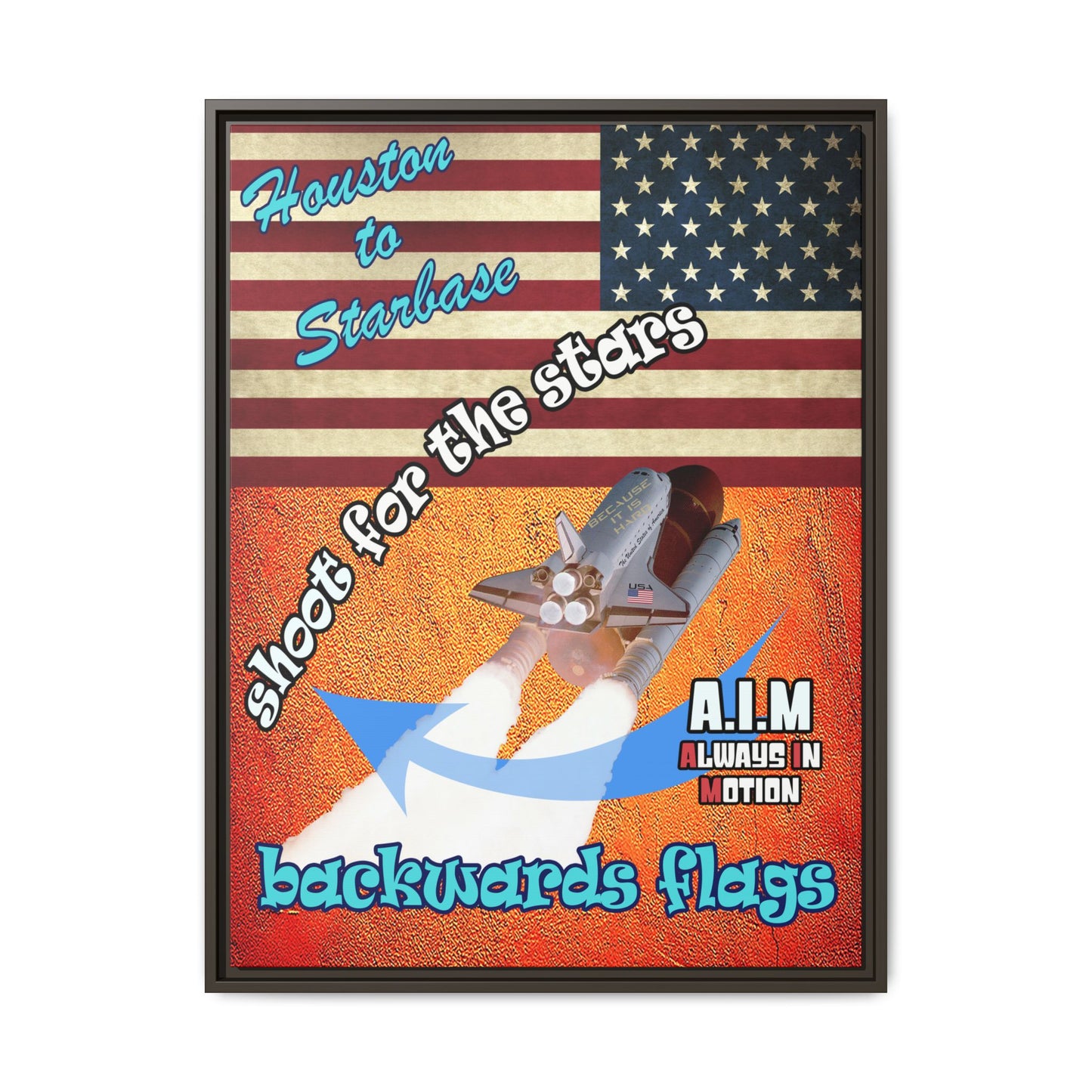 shoot for the stars - framed canvas art (burnt orange)