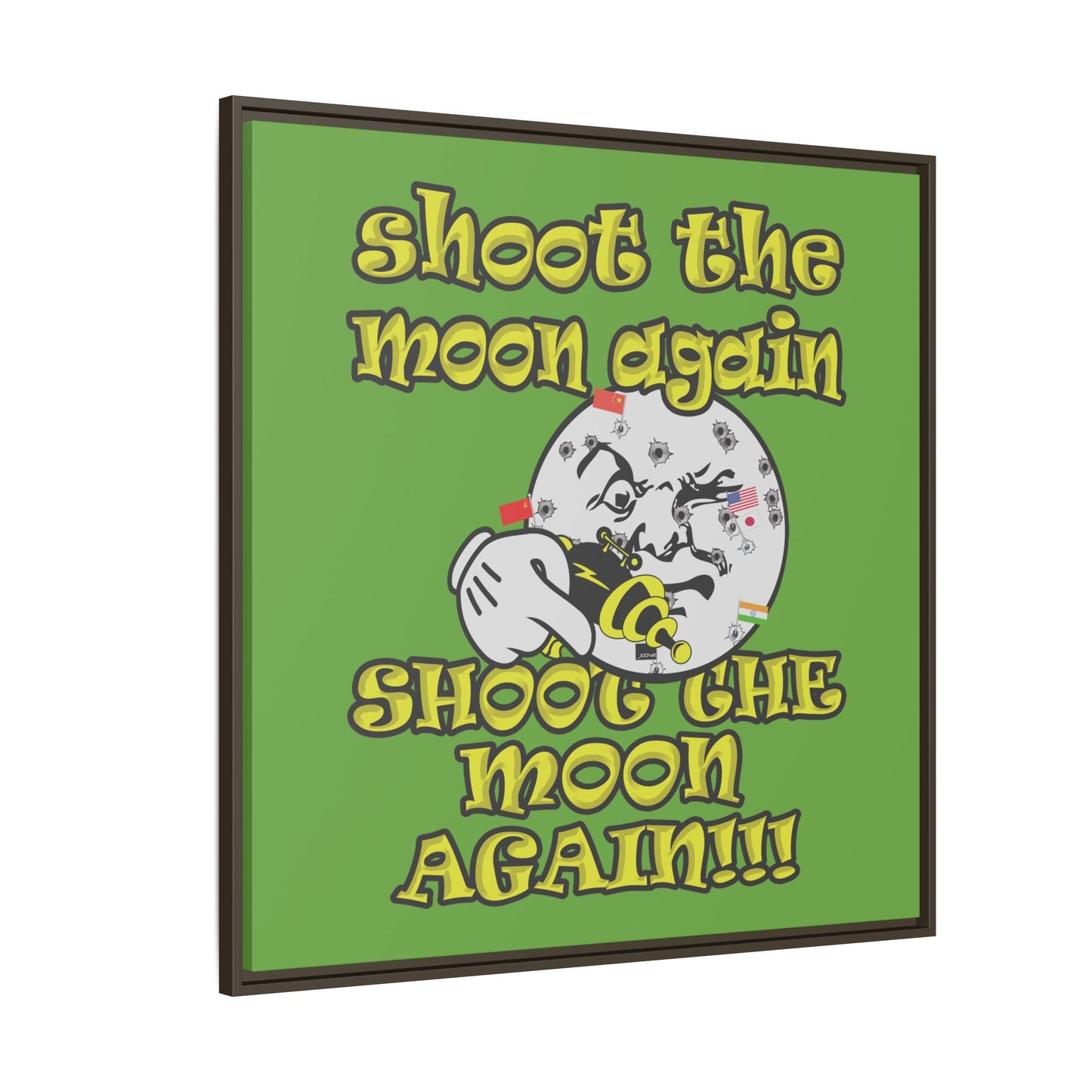 shoot the moon again - framed canvas art (green)