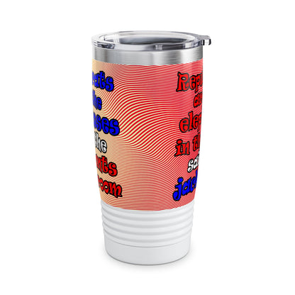 donkeys and elephants - Ringneck Tumbler, 20oz (yellow-orange wave)
