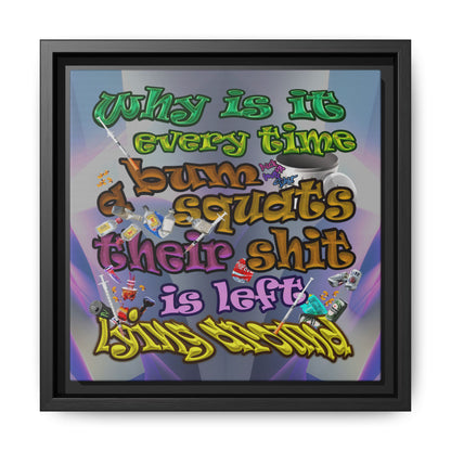 the bum's shit - framed canvas art (grey-pink wave)