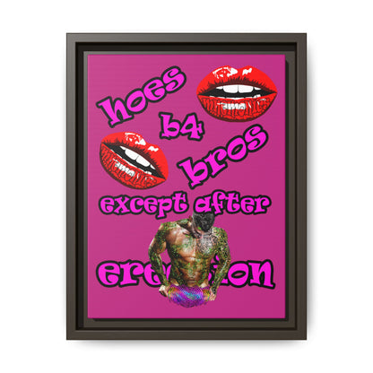 hoes b4 bros - framed canvas art (pink)