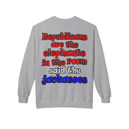 donkeys and elephants - Unisex Midweight Softstyle Fleece Crewneck Sweatshirt