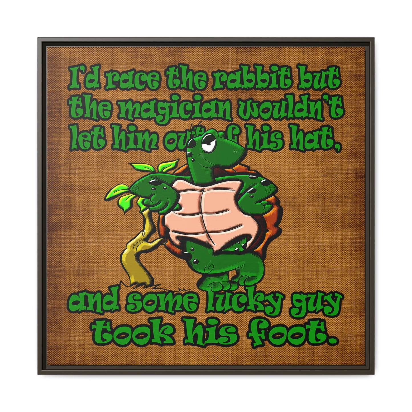 turtle race - framed canvas art (brown papyrus)