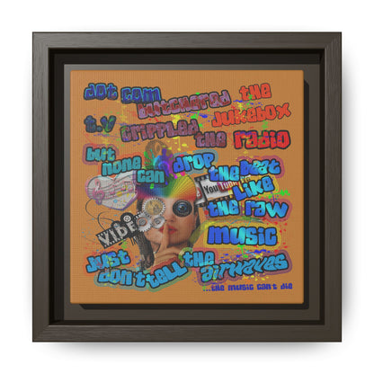 drop the beat - framed canvas art (light brown)