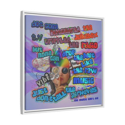 drop the beat - framed canvas art (light blue-pink wave)