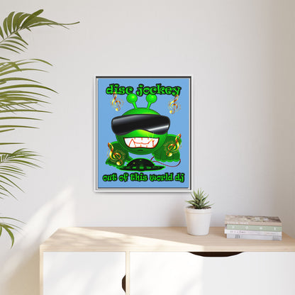 disc jockey - framed canvas art (light blue)
