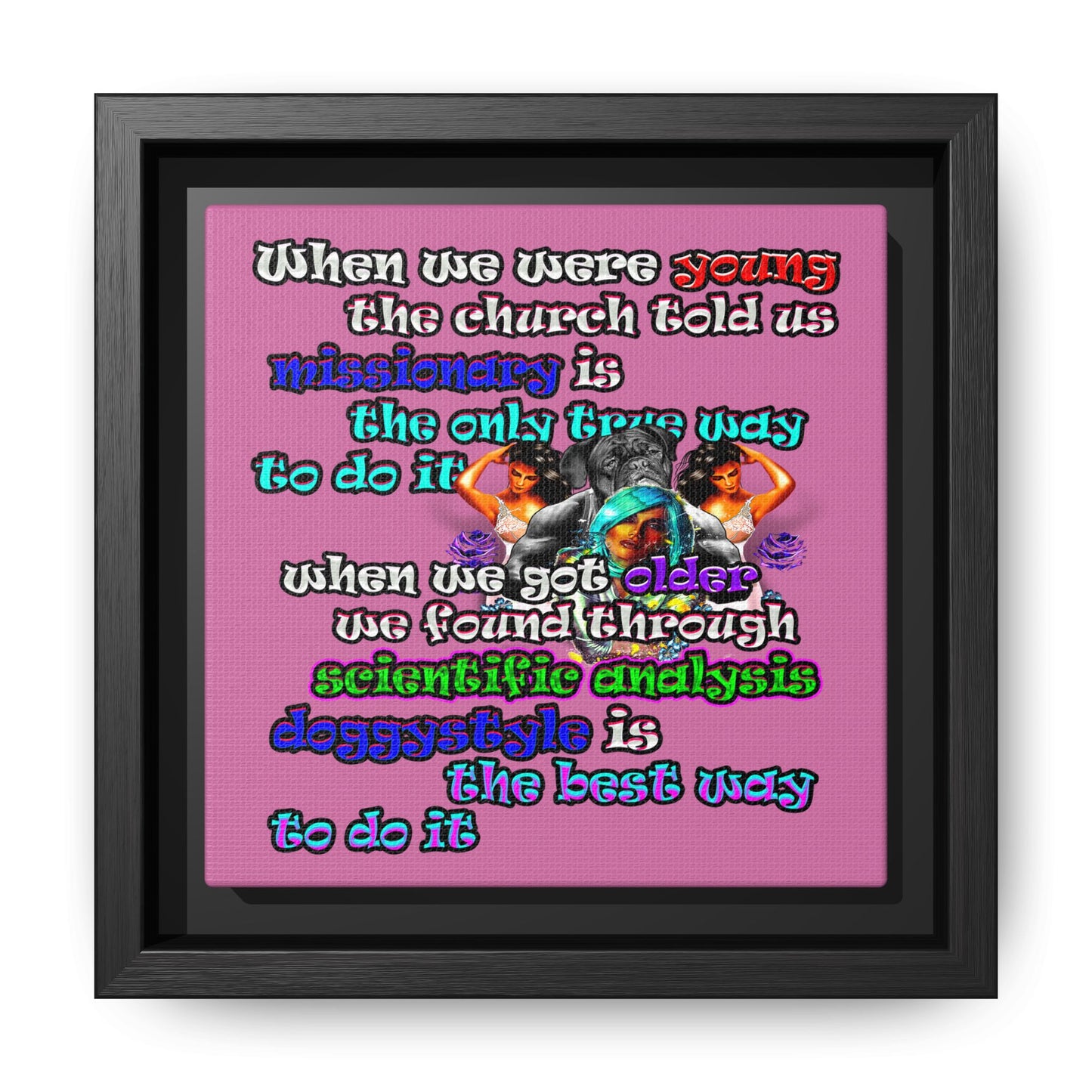 doggystyle - framed canvas art (light pink)