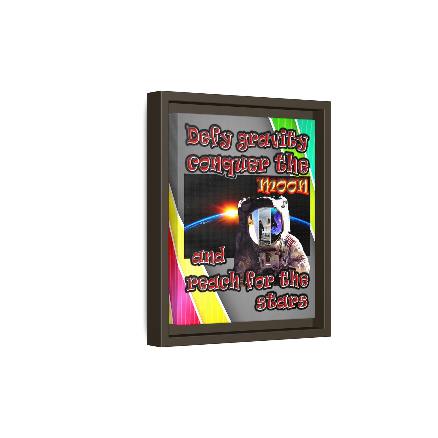 defy conquer reach - framed canvas art (rainbow split)