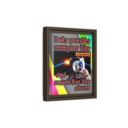 defy conquer reach - framed canvas art (rainbow split)