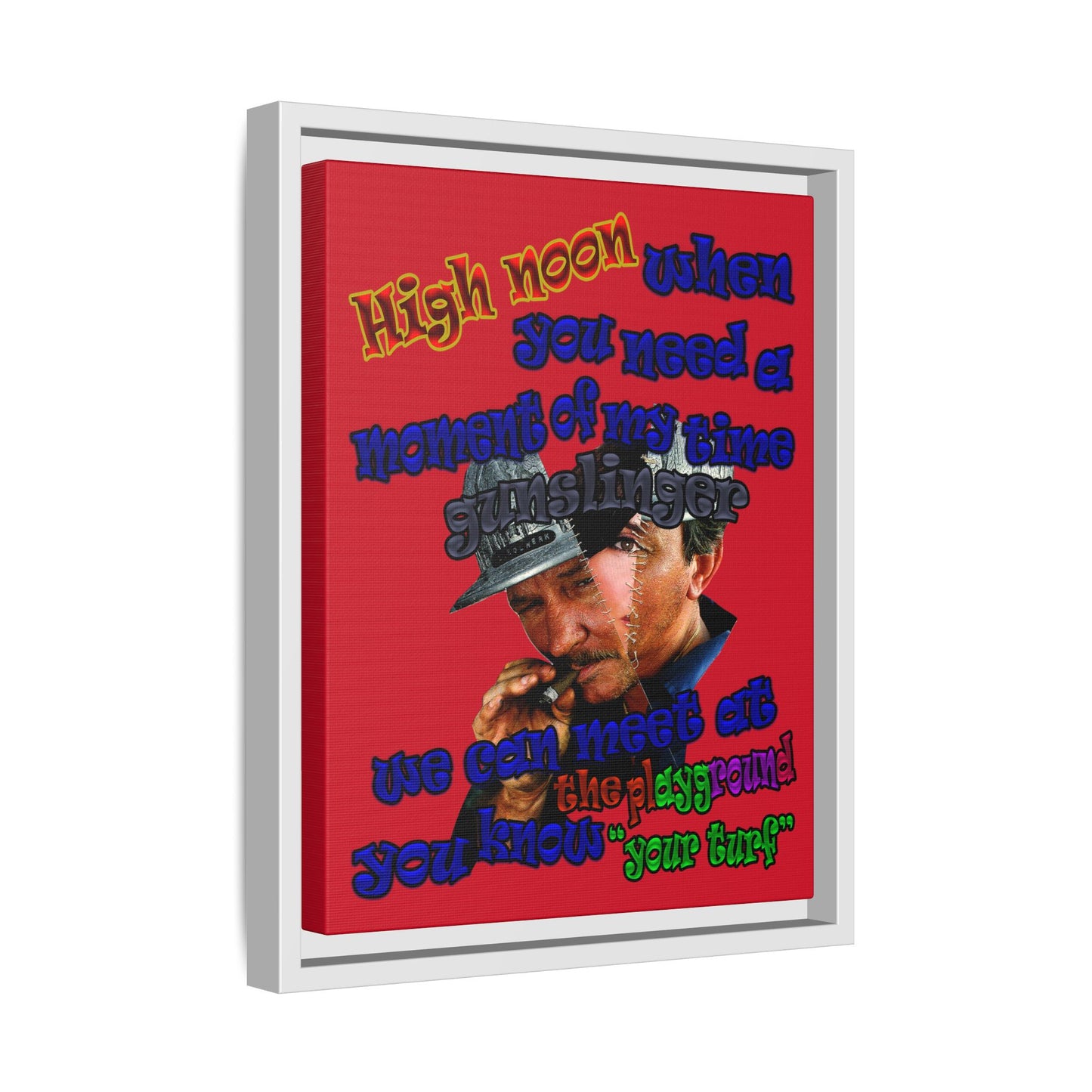high noon - framed canvas art (dark red)