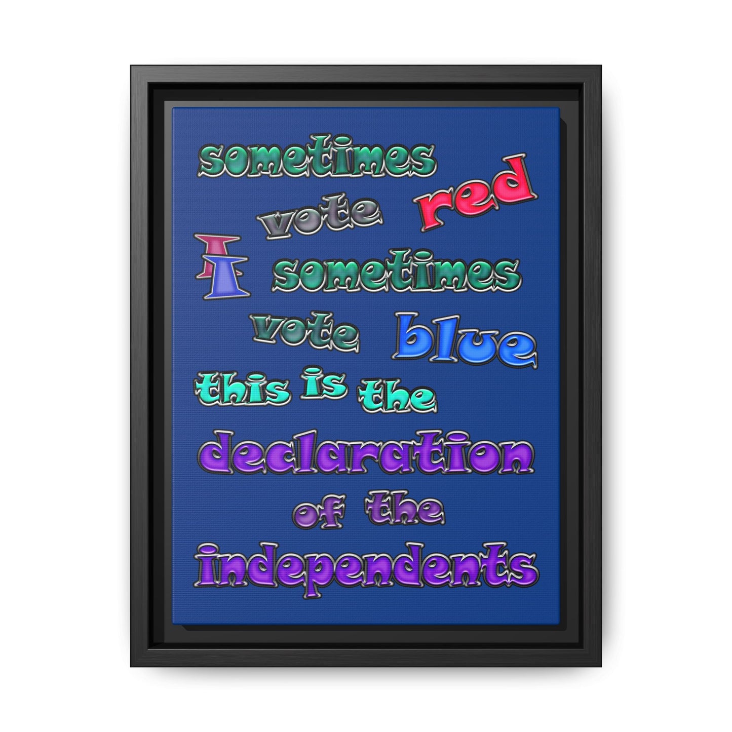 declaration of the independents - framed canvas art (dark blue)