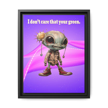 I don't care that your green - framed canvas art (purple-pink wave)