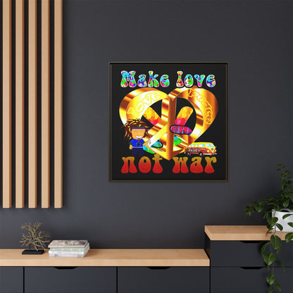 love peace - framed canvas art (black)