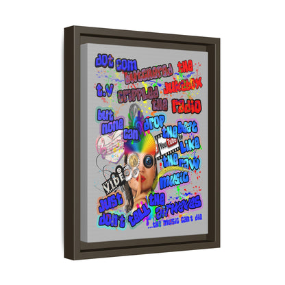 drop the beat - framed canvas art (light grey)