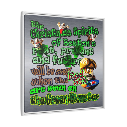 christmas spirits of boston - framed canvas art (brushed nickel)