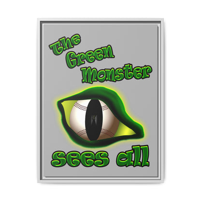 green monster - framed canvas art (light grey)