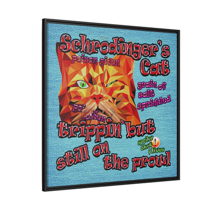 schrodinger's cat - framed canvas art (faded blue)