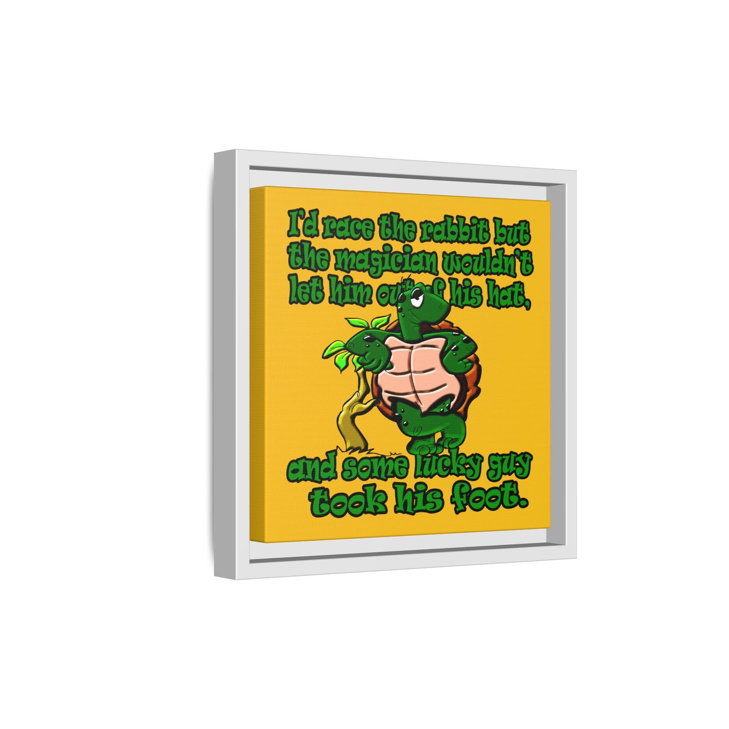 turtle race - framed canvas art (yellow)