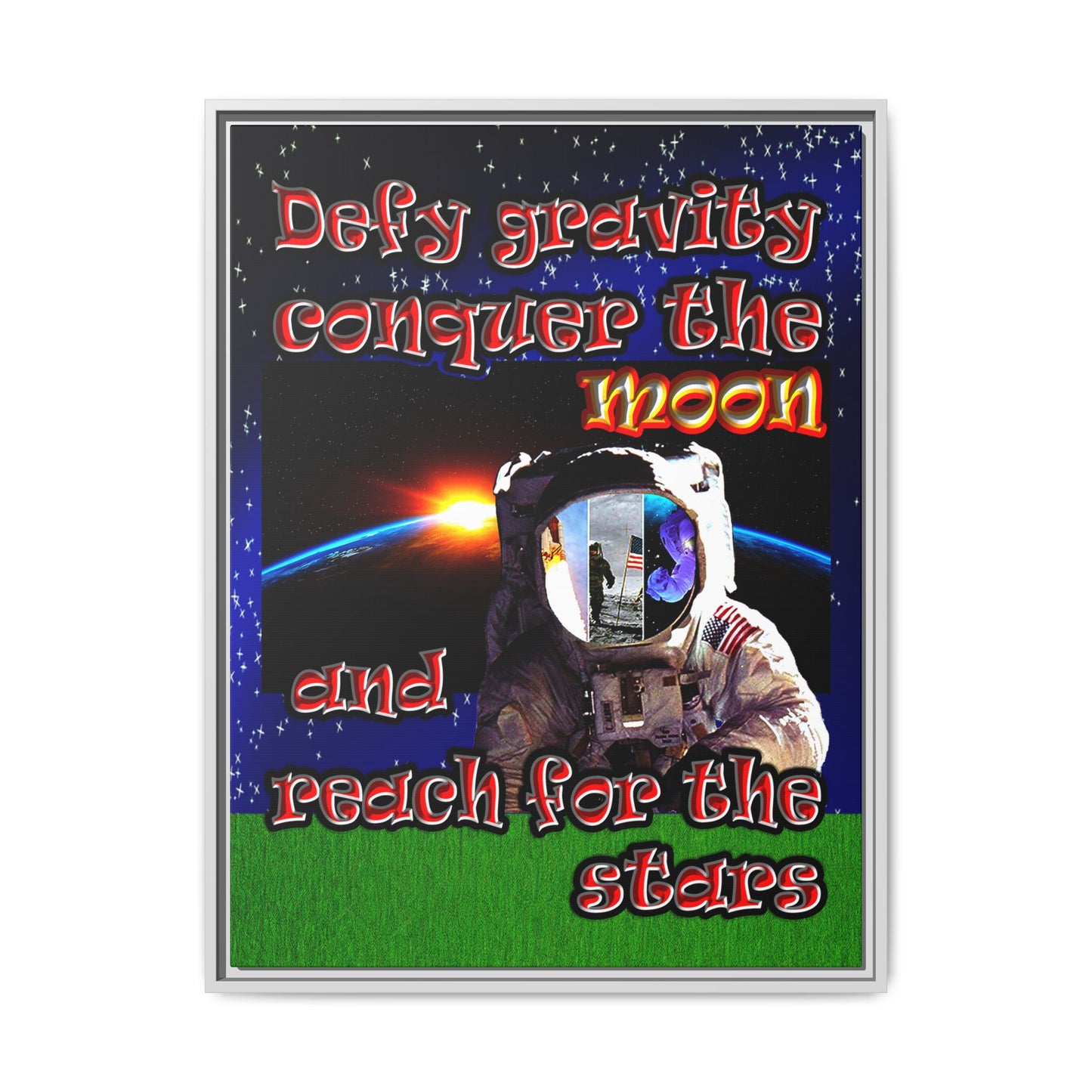 defy conquer reach - framed canvas art ('snoops' background)