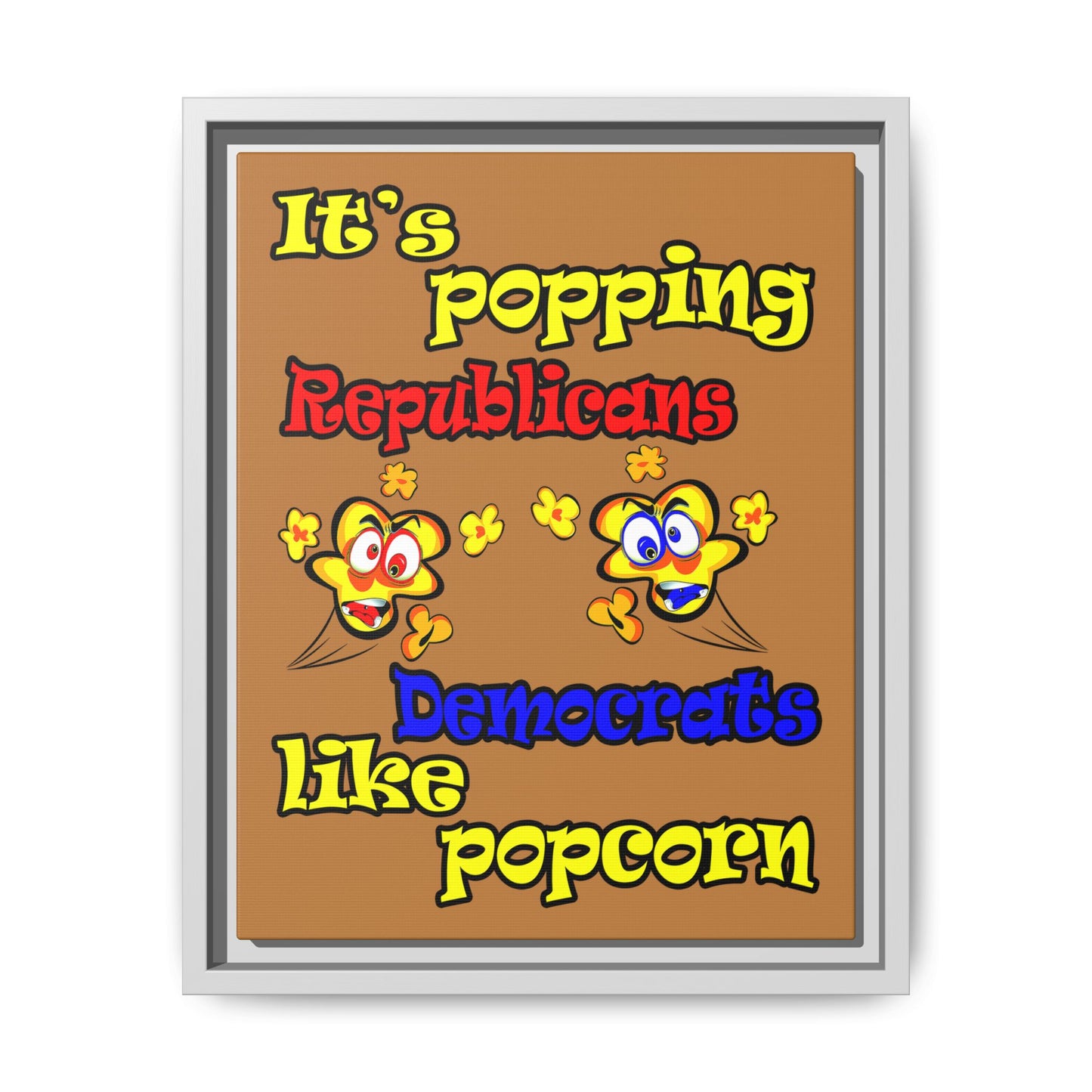 popping like popcorn - framed canvas art (light brown)