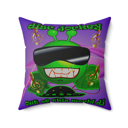 disc jockey - Faux Suede Square Pillow - (purple-pink wave)