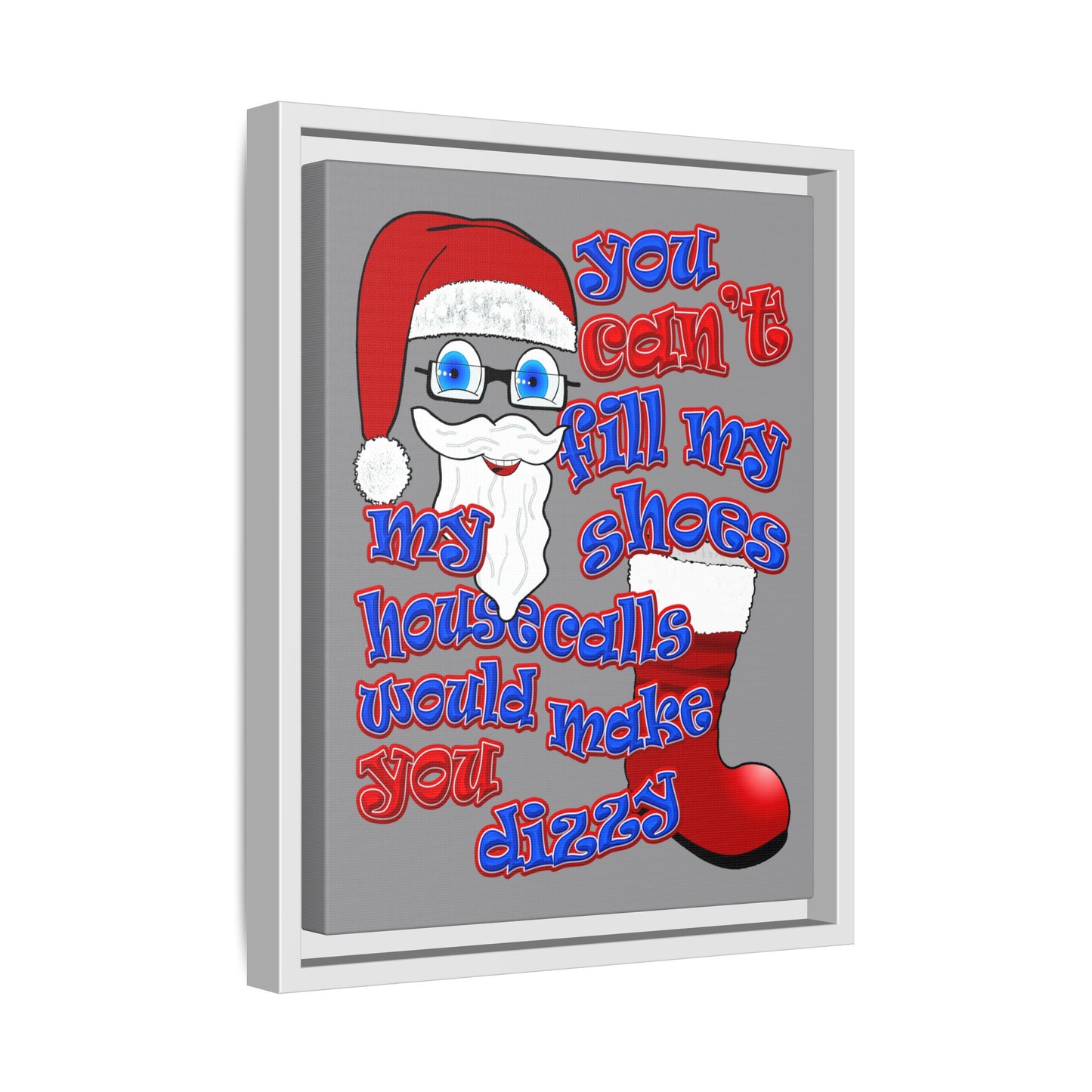 santa's shoes - framed canvas art (grey)