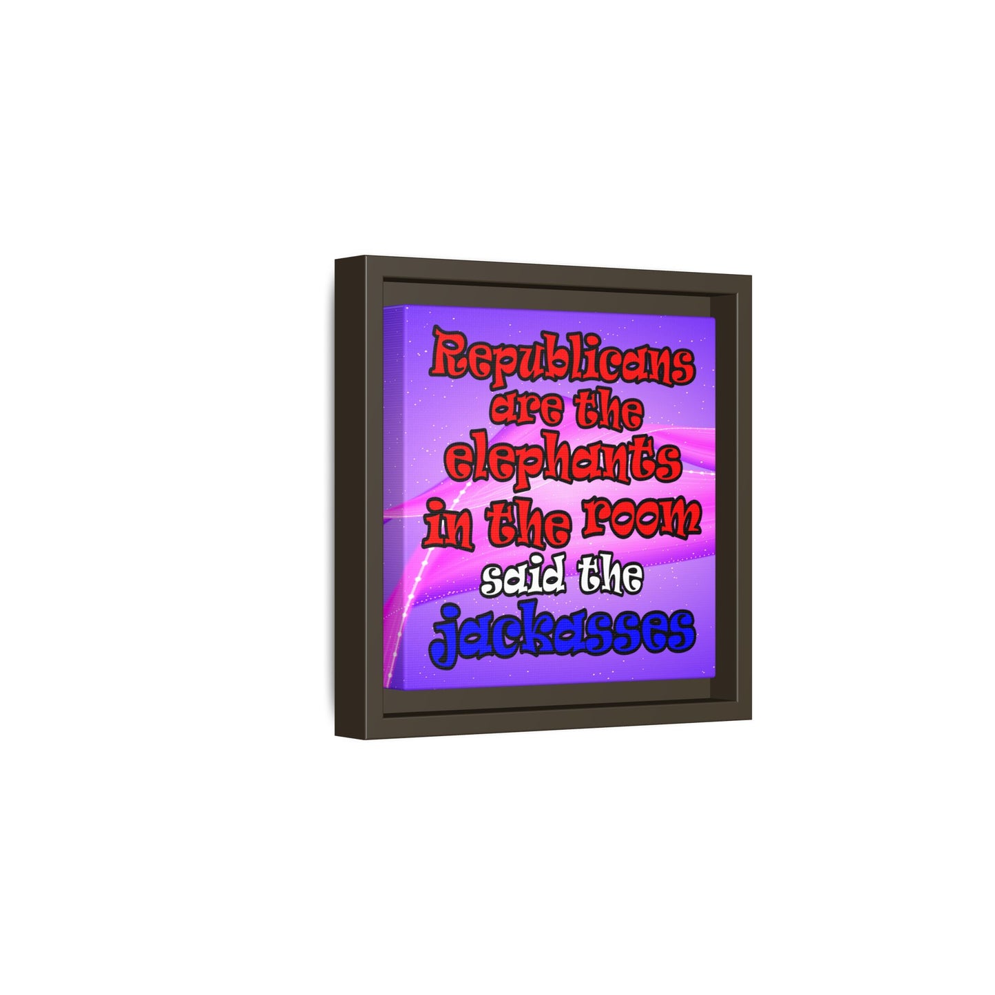 donkeys and elephants - framed canvas art (purple-pink wave)