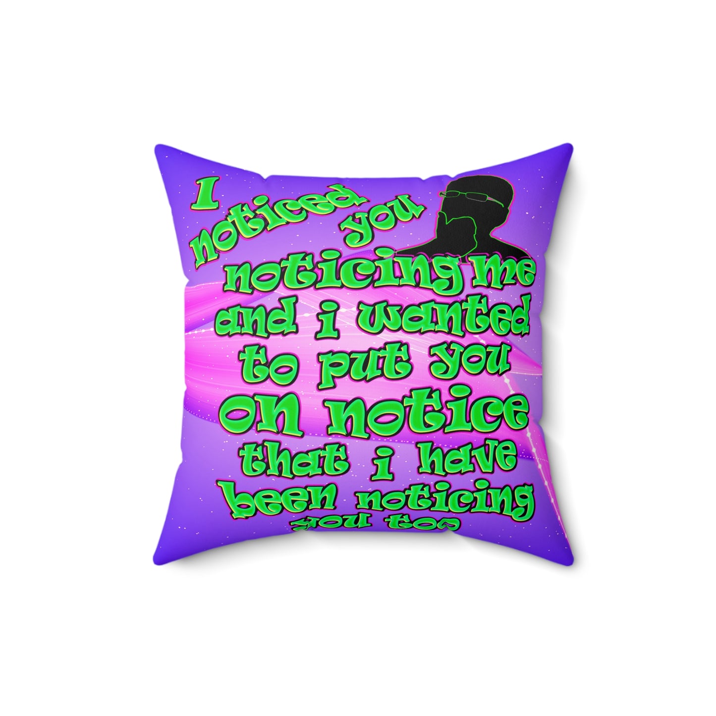 noticed you noticing - Faux Suede Square Pillow - (purple-pink wave)