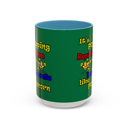 popping like popcorn - Accent Mug (dark green)