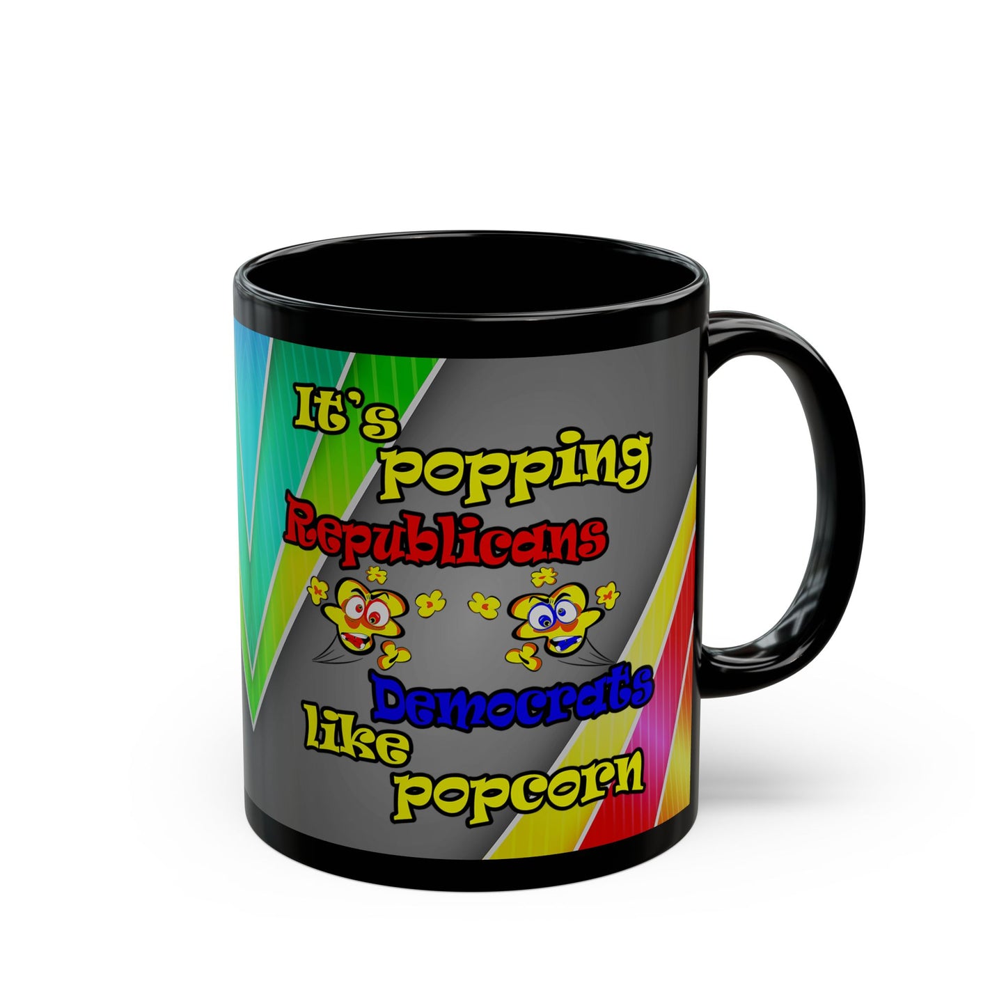 popping like popcorn - Black Mug (rainbow split)
