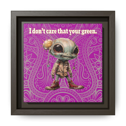 I don't care that your green - framed canvas art (pink swirl)