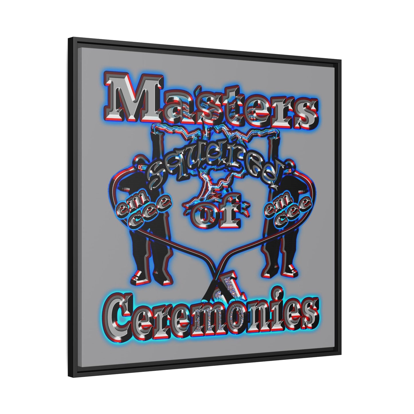 em cee squared - framed canvas art (grey)