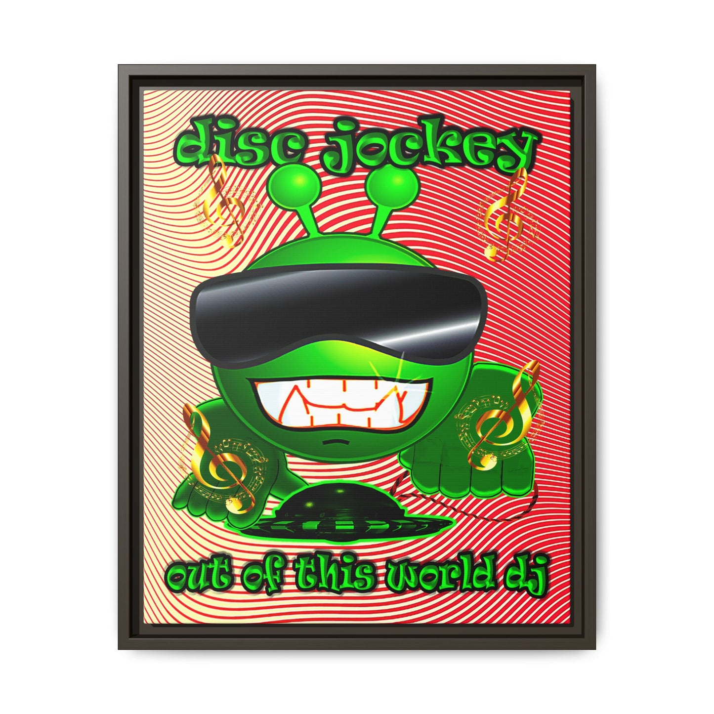 disc jockey - framed canvas art (yellow-orange wave)