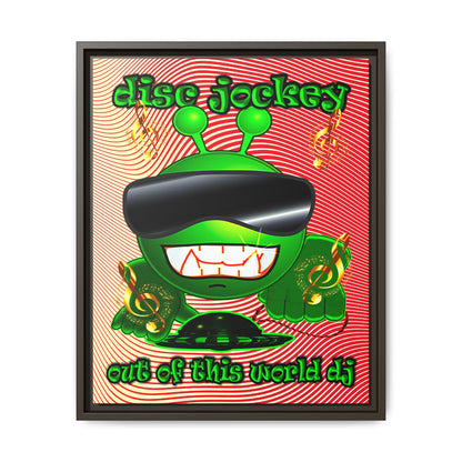 disc jockey - framed canvas art (yellow-orange wave)