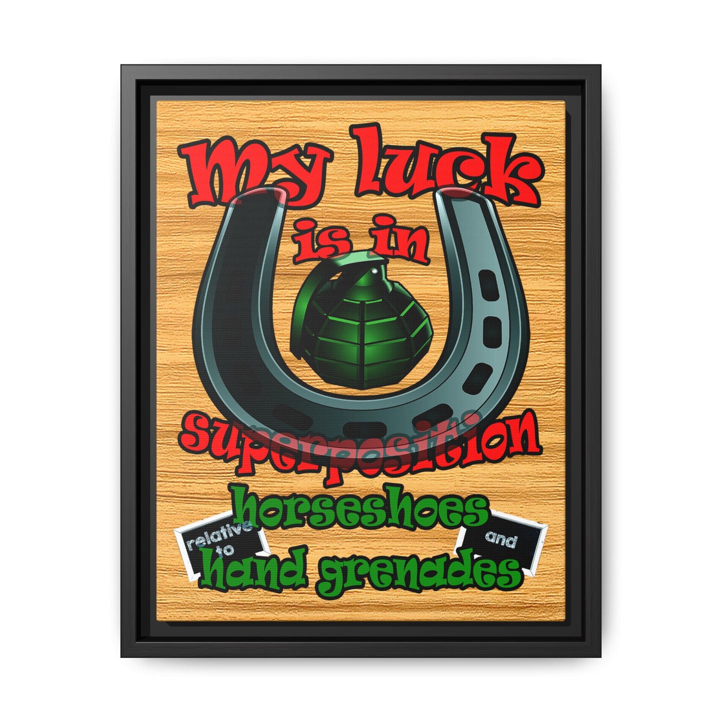 my luck - framed canvas art (butterscotch wood finish)