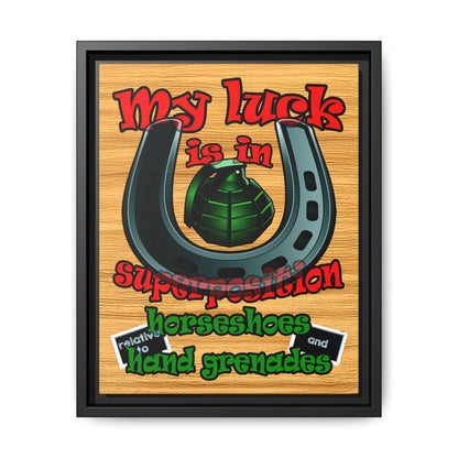 my luck - framed canvas art (butterscotch wood finish)