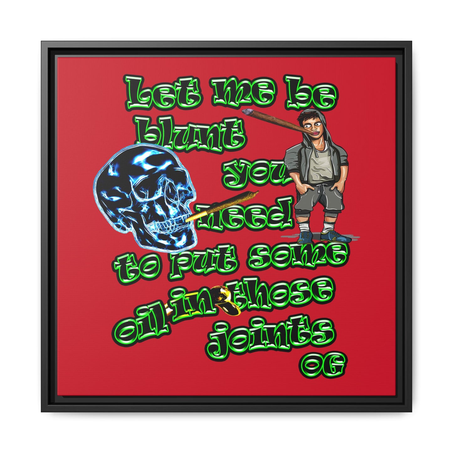 og - framed canvas art (dark red)