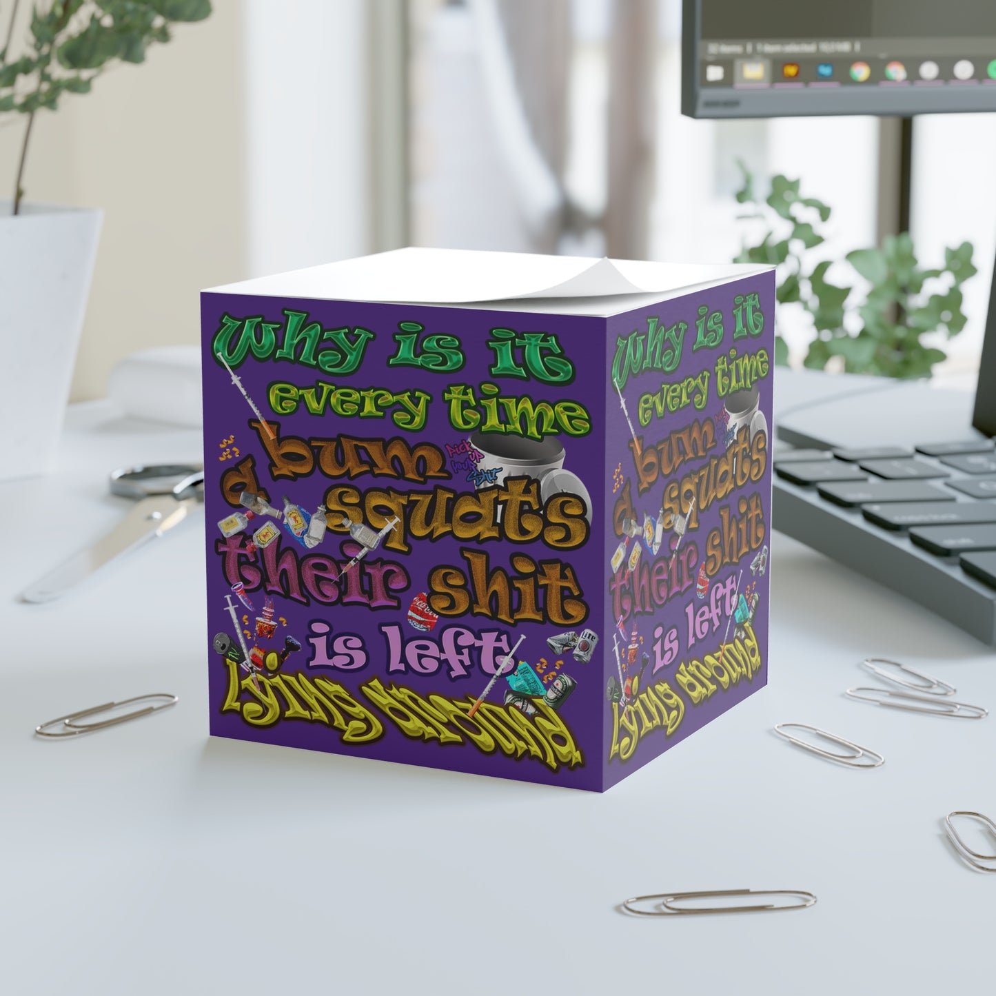 the bum's shit - note cube (purple)
