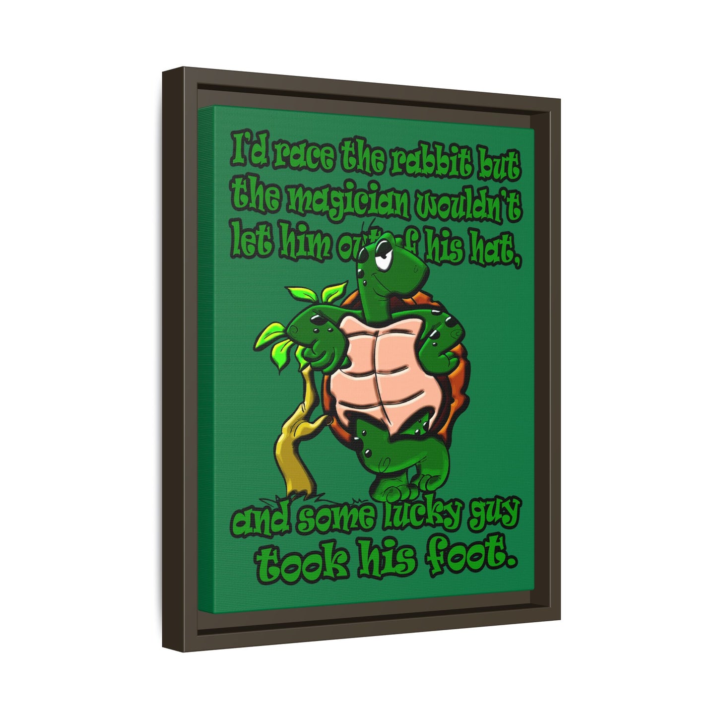 turtle race - framed canvas art (dark green)