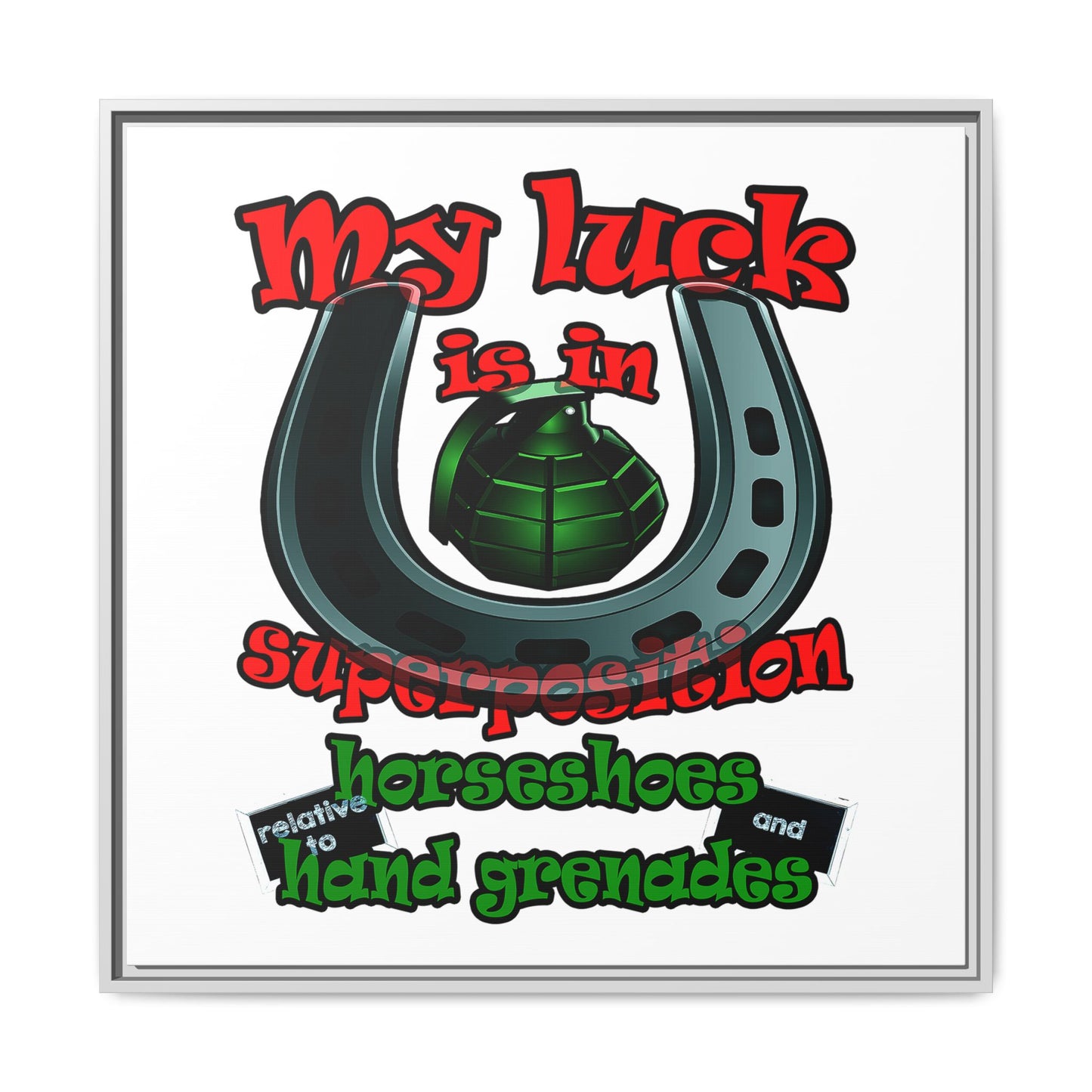 my luck - framed canvas art (white)