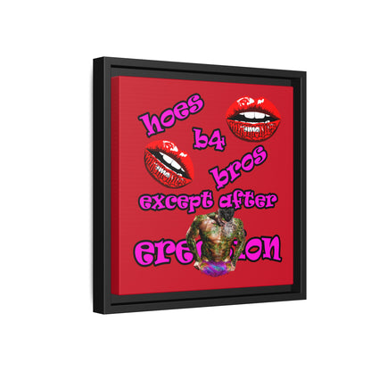 hoes b4 bros - framed canvas art (dark red)