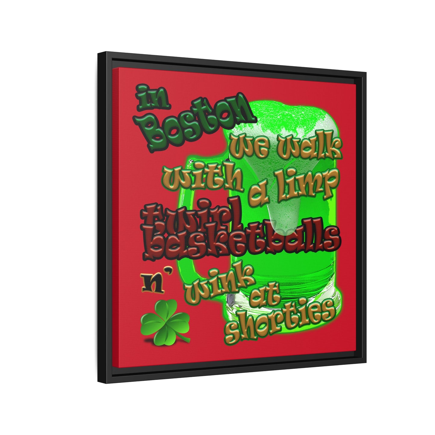 celtics logo - framed canvas art (dark red)