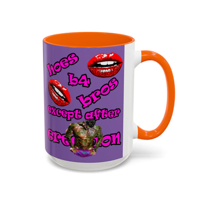 hoes b4 bros - Accent Mug (light purple)