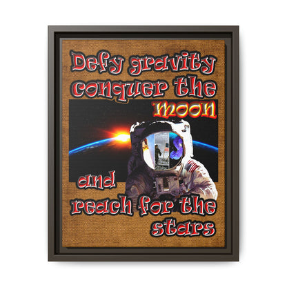defy conquer reach - framed canvas art (brown papyrus)